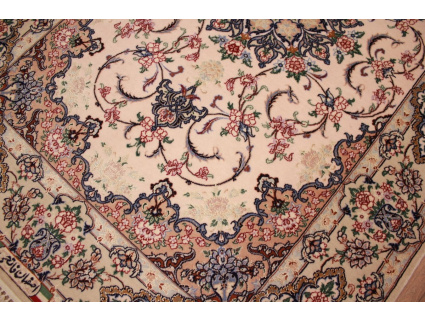 Persian carpet "Esfahan" with silk 168x112 cm Beige