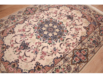 Persian carpet "Esfahan" with silk 168x112 cm Beige