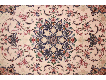 Persian carpet "Esfahan" with silk 168x112 cm Beige