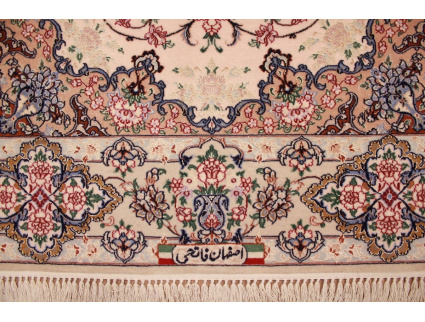 Persian carpet "Esfahan" with silk 168x112 cm Beige