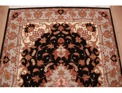 Persian carpet "Taabriz" wool and silk 150x102 cm Black