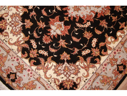 Persian carpet "Taabriz" wool and silk 150x102 cm Black