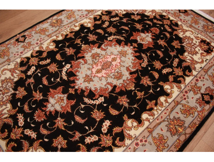 Perserteppich "Taabriz"  floral mit Seide 150x102 cm Schwarz