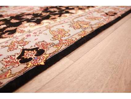 Persian carpet "Taabriz" wool and silk 150x102 cm Black