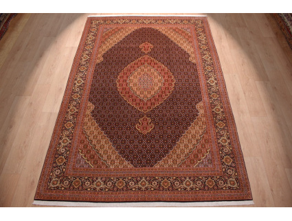 Persian carpet Taabriz Mahi with silk 299x199 cm Black