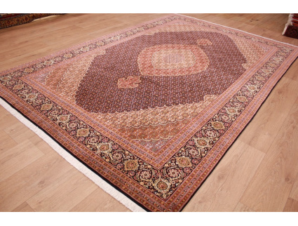 Persian carpet Taabriz Mahi with silk 299x199 cm Black