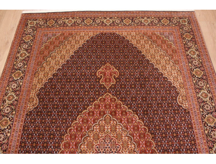 Persian carpet Taabriz Mahi with silk 299x199 cm Black