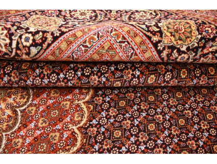 Persian carpet Taabriz Mahi with silk 299x199 cm Black