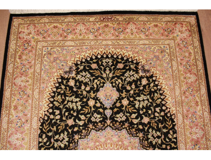 Persian carpet Qum pure Silk 145x95 cm Black