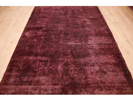 Vintage carpet modern used look overdyed 289x202 cm Purple