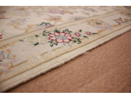 Persian carpet "Taabriz" Runner with Silk 148x51 cm Beige