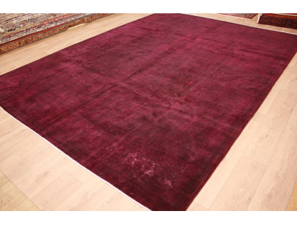 Vintage carpet modern overdyed used look Purple 402x294 cm