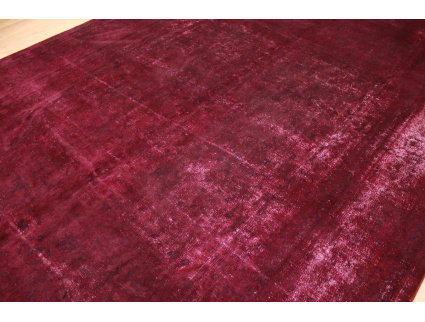 Vintage carpet modern overdyed used look Purple 402x294 cm