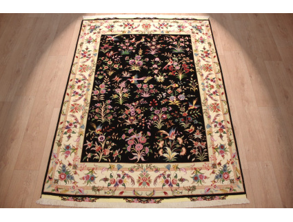 Persian carpet "Taabriz" with Silk 198x148 cm Black