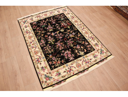 Persian carpet "Taabriz" with Silk 198x148 cm Black