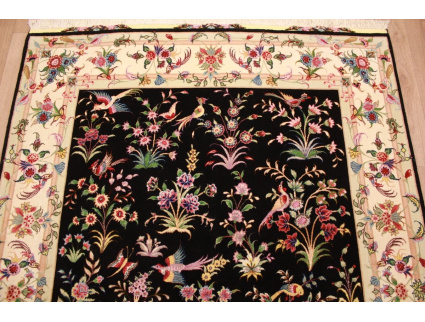 Persian carpet "Taabriz" with Silk 198x148 cm Black