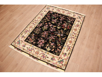 Persian carpet "Taabriz" with Silk 198x148 cm Black