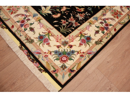 Persian carpet "Taabriz" with Silk 198x148 cm Black