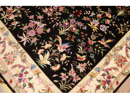 Persian carpet "Taabriz" with Silk 198x148 cm Black