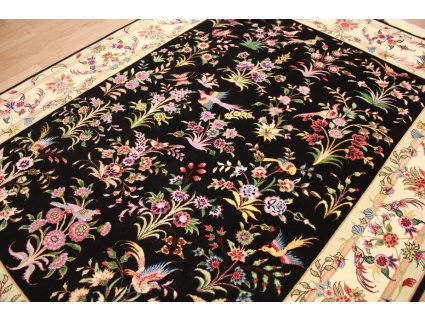 Persian carpet "Taabriz" with Silk 198x148 cm Black