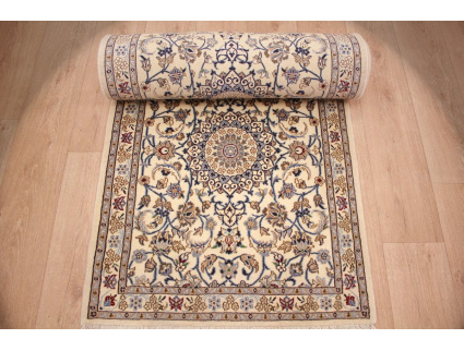 Perserteppich Nain 9la Läufer mit Seide 392x82 cm Beige