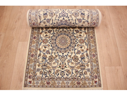 Perserteppich Nain 9la Läufer mit Seide 392x82 cm Beige