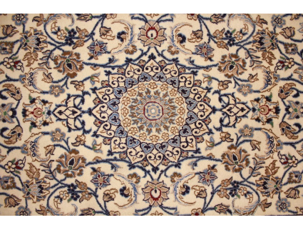 Perserteppich Nain 9la Läufer mit Seide 392x82 cm Beige