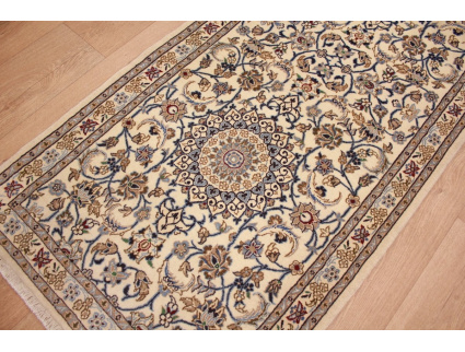 Perserteppich Nain 9la Läufer mit Seide 392x82 cm Beige