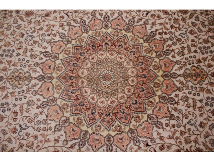 Hand-knotted chinese pure silk carpet 427x305 cm Beige