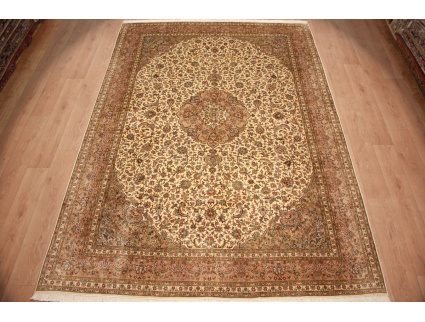 Seidenteppich Kaschmir Orientteppich aus Seide 338x236 cm Beige