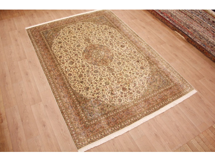 Seidenteppich Kaschmir Orientteppich aus Seide 338x236 cm Beige