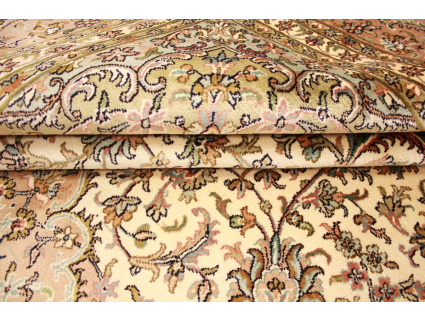 Oriental carpet Kashmir natural silk 338x236 cm Beige