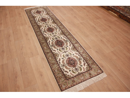 Oriental carpet Ch. Hereke silk Runner  305x76 cm Beige