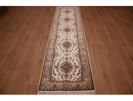 Oriental carpet Ch. Hereke silk Runner  305x76 cm Beige