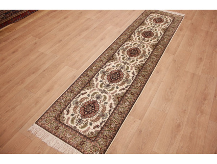 Oriental carpet Ch. Hereke silk Runner  305x76 cm Beige