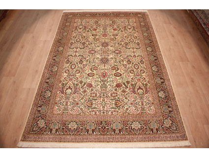 Seidenteppich Kaschmir Orientteppich aus Seide 316x211 cm Beige