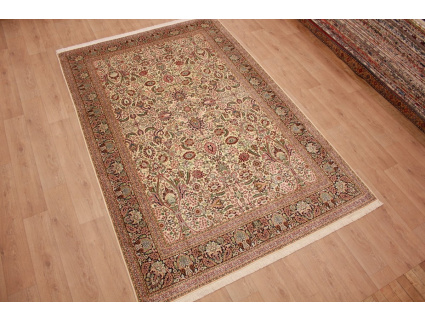 Seidenteppich Kaschmir Orientteppich aus Seide 316x211 cm Beige