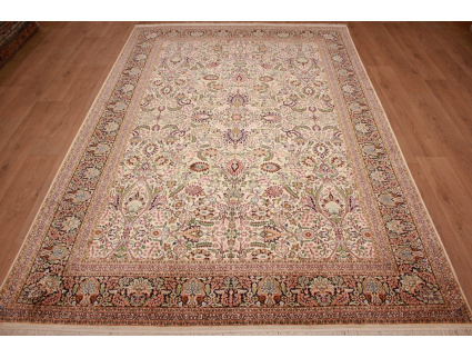 Seidenteppich Kaschmir Orientteppich aus Seide 316x211 cm Beige