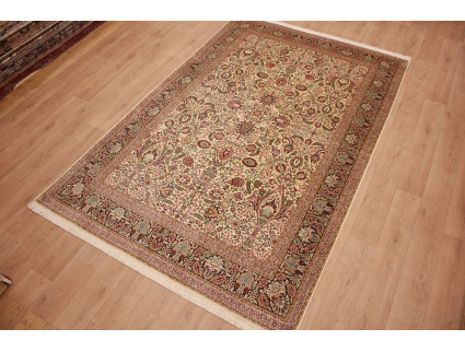 Seidenteppich Kaschmir Orientteppich aus Seide 316x211 cm Beige