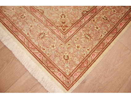 Ghom Seidenteppich 193x134 cm Beige