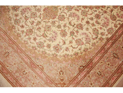 Ghom Seidenteppich 193x134 cm Beige