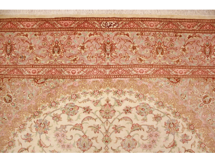 Silk Persian carpet Qum 193x134 cm Beige