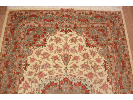 Persian carpet "Gom" pure Silk rug 154x98 cm Beige