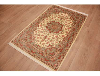 Persian carpet "Gom" pure Silk rug 154x98 cm Beige