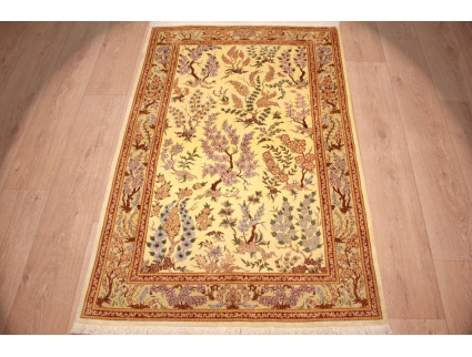 Persian carpet "Gom" pure Silk rug 148x96 cm Beige