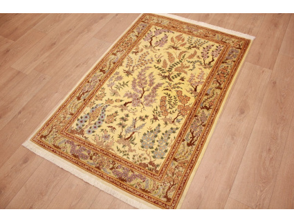 Persian carpet "Gom" pure Silk rug 148x96 cm Beige