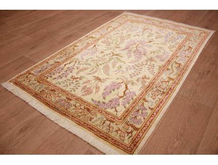 Persian carpet "Gom" pure Silk rug 148x96 cm Beige