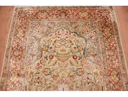 China silk carpet Hereke 144x102 cm Silver Relief