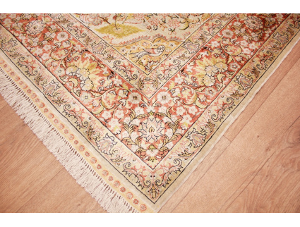 China silk carpet Hereke 144x102 cm Silver Relief