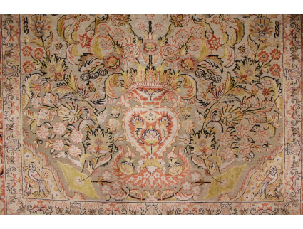 China silk carpet Hereke 144x102 cm Silver Relief